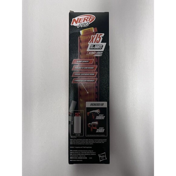 Nerf Pro Mag with 15 Half-Length Darts Magazine plus Refills for Torrent Sender - Picture 3 of 4